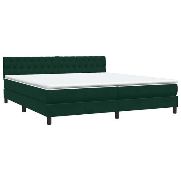 vidaXL Cama com molas/colch&atilde;o 180x210 cm veludo verde-escuro