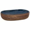 vidaXL Lavat&oacute;rio de bancada oval 59x40x14 cm cer&acirc;mica castanho e azul