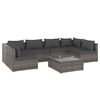vidaXL 7 pcs conjunto lounge de jardim c/ almofad&otilde;es vime PE cinzento