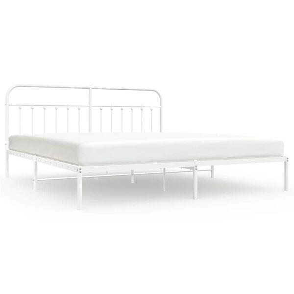 vidaXL Estrutura de cama com cabeceira 200x200 cm metal branco