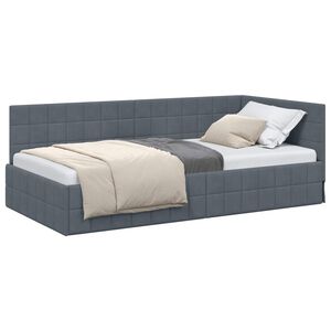 vidaXL Estrutura de Cama de Canto Cinza Escuro 90 cm x 190 cm Veludo