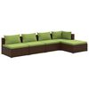 vidaXL 5 pcs conjunto lounge jardim c/ almofad&otilde;es vime PE castanho
