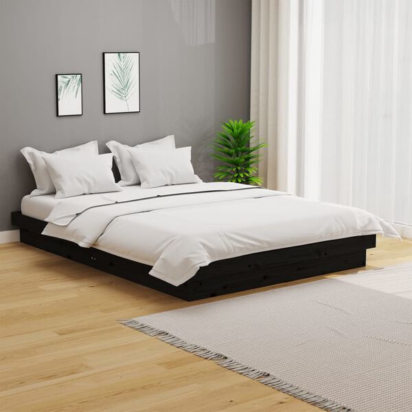 vidaXL Estrutura de cama 120x200 cm madeira maci&ccedil;a preto