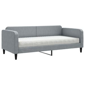 vidaXL Sof&aacute;-cama com colch&atilde;o 90x200 cm tecido cinzento-claro