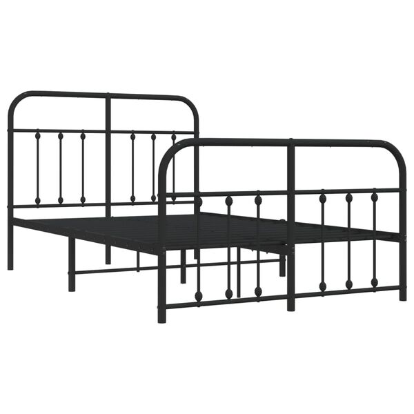 vidaXL Estrutura de cama com cabeceira e p&eacute;s 120x190 cm metal preto