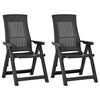 vidaXL Cadeiras de jardim reclin&aacute;veis 2 pcs pl&aacute;stico antracite