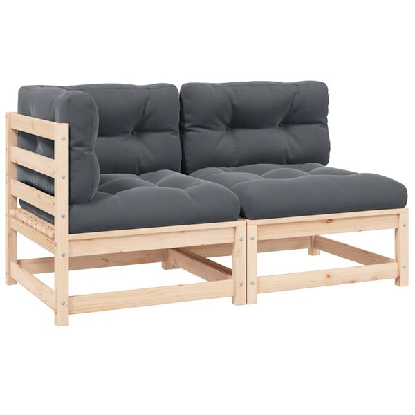 vidaXL 2 pcs conjunto lounge de jardim com almofad&otilde;es pinho maci&ccedil;o