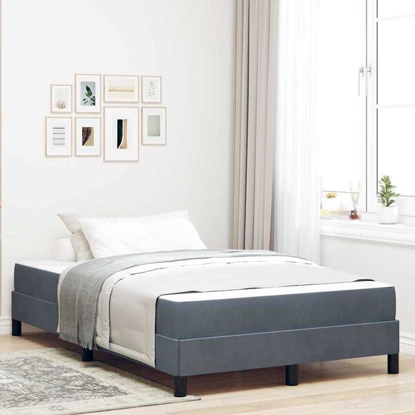 vidaXL Cama Box com colch&atilde;o Cinza Escuro 120 x 220 cm tecido