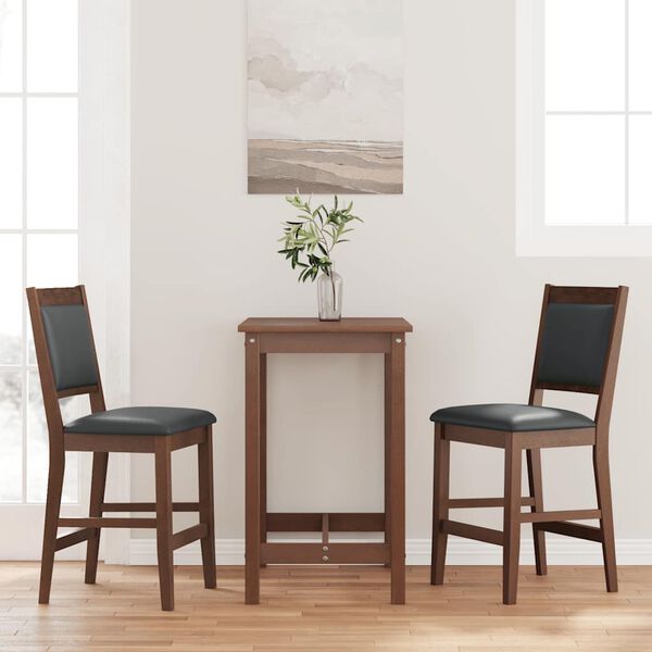 vidaXL Bancos de bar com almofad&otilde;es 2pcs madeira de seringueira maci&ccedil;a