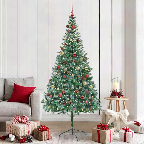 vidaXL &Aacute;rvore de Natal Artificial com 300 LEDs Verde 210 cm PVC e A&ccedil;o