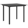 vidaXL Mesa de jantar para jardim 80x80x74 cm a&ccedil;o e vidro preto