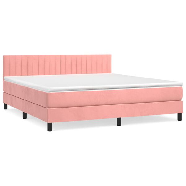 vidaXL Cama com molas/colch&atilde;o 160x200 cm veludo rosa