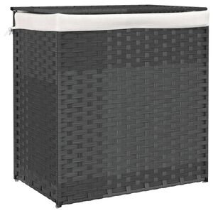 vidaXL Cesto p/ roupa suja c/ 2 sec&ccedil;&otilde;es 53x35x57 cm vime PE cinzento