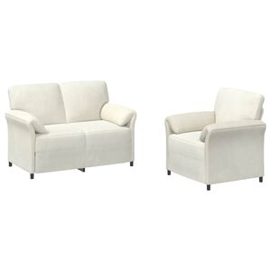 vidaXL Conjunto de Sof&aacute;s 2 unid. Creme Veludo