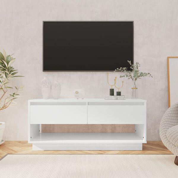 vidaXL Móvel p/ TV 102x41x44 cm derivados madeira branco brilhante