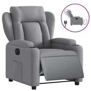 vidaXL Poltrona reclin&aacute;vel el&eacute;trica tecido cinzento-claro