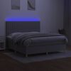 vidaXL Cama box spring c/ colch&atilde;o e LED 180x200 cm tecido cinza-claro