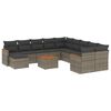 vidaXL 12 pcs conjunto de sof&aacute;s jardim c/ almofad&otilde;es vime PE cinzento