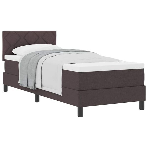vidaXL Cama box spring com colchão Marrom Escuro 80 x 200 cm tecido