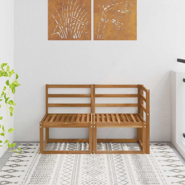 vidaXL Sof&aacute; M&eacute;dio e de Canto para Exterior 2 Pe&ccedil;a Natural