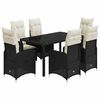 vidaXL 7 pcs conjunto de bistr&ocirc; p/ jardim c/ almofad&otilde;es vime PE preto