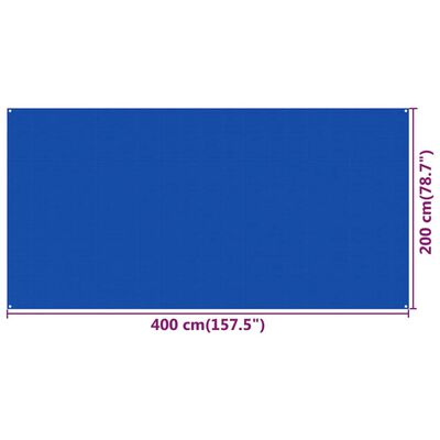 vidaXL Tapete de campismo para tenda PEAD 200x400 cm azul