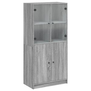 vidaXL Arm&aacute;rio alto com portas derivados de madeira cinzento sonoma