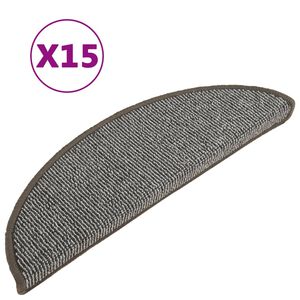 vidaXL Tapetes de escada 15 pe&ccedil;as 56x17x3 cm cinza semicircular