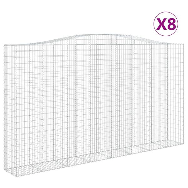 vidaXL Cestos gabi&atilde;o arqueados 9pcs 400x50x220/240cm ferro galvanizado