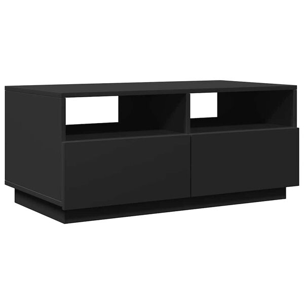 vidaXL Mesa de centro com luzes LED 90x49x40 cm preto