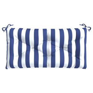 vidaXL Almofad&atilde;o p/ banco jardim 110x50x7 cm tecido riscas azul/branco