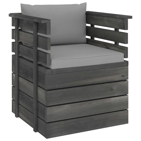 vidaXL Poltrona de jardim com almofad&otilde;es madeira de pinho