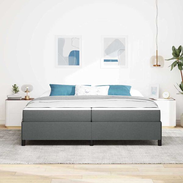 vidaXL Cama Box com colch&atilde;o Cinza Escuro 200 x 200 cm tecido