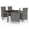 vidaXL 5pcs conjunto de jantar p/ exterior c/ almofad&otilde;es vime PE cinza
