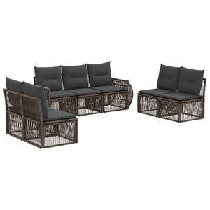 vidaXL Conjunto de Sof&aacute; de Jardim 7 pcs Cinza e Cinza Escuro vime PE