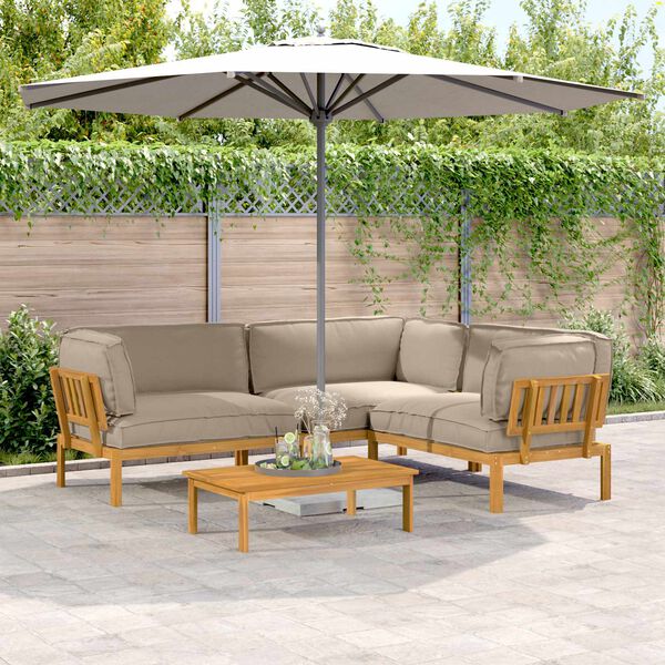 vidaXL Conjunto de Sof&aacute;s com almofada Liso 4 pcs Cinzento-acastanhado