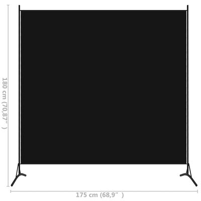 vidaXL Divisória com 1 painel 175x180 cm preto