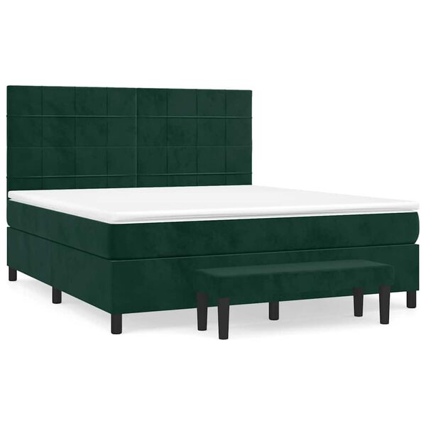 vidaXL Cama com molas/colch&atilde;o 180x200 cm veludo verde-escuro
