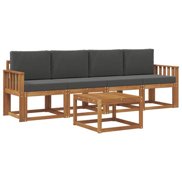 vidaXL Conjunto de Sof&aacute;s para Exterior 5 pcs Natural e Antracite