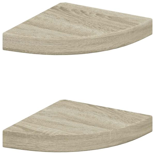 vidaXL Prateleiras canto suspensas 2 pcs 25x25x3,8cm MDF cor carvalho