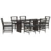 vidaXL Conjunto de Jantar para Exterior 7 unid. Preto vime PE