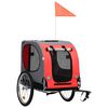 vidaXL Reboque bicicleta p/ animais vermelho e preto