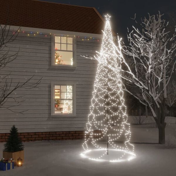 vidaXL &Aacute;rvore de Natal c/ poste metal 1400 luzes LED 5 m branco frio