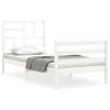 vidaXL Estrutura cama de solteiro c/ cabeceira madeira maci&ccedil;a branco