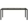 vidaXL Mesa de jardim com tampo de vidro 190x90x75 cm vime PE preto