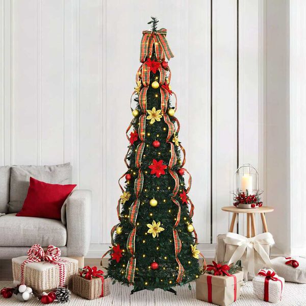 vidaXL Árvore de Natal Artificial com 200 LEDs Verde 210 cm PVC