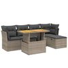 vidaXL 6 pcs conjunto sof&aacute;s de jardim com almofad&otilde;es vime cinzento