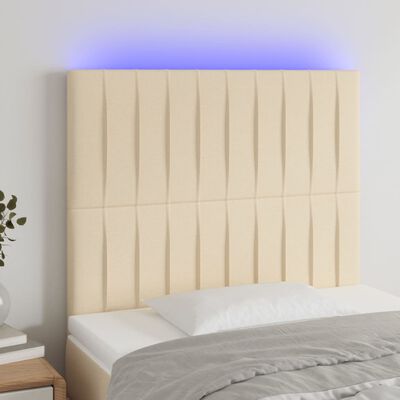 vidaXL Cabeceira cama c/ LED tecido 100x5x118/128 cm crème