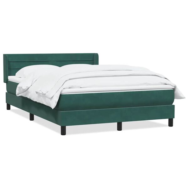 vidaXL Cama com molas/colch&atilde;o 160x220 cm veludo verde-escuro