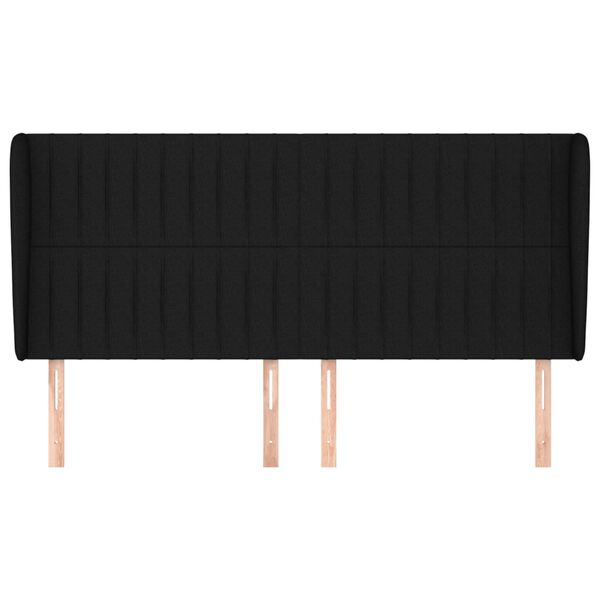 vidaXL Cabeceira de cama c/ abas tecido 163x23x118/128 cm preto